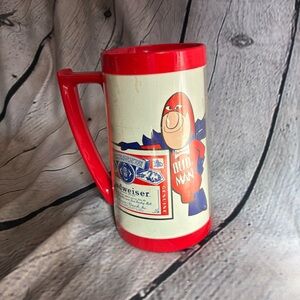 5/$20 Vintage Budweiser Bud Man Plastic‎ Thermo Serve Beer Mug Stein USA - Rare